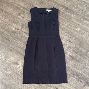 Banana Republic Dark Navy V-Neck Midi Sheath Dress